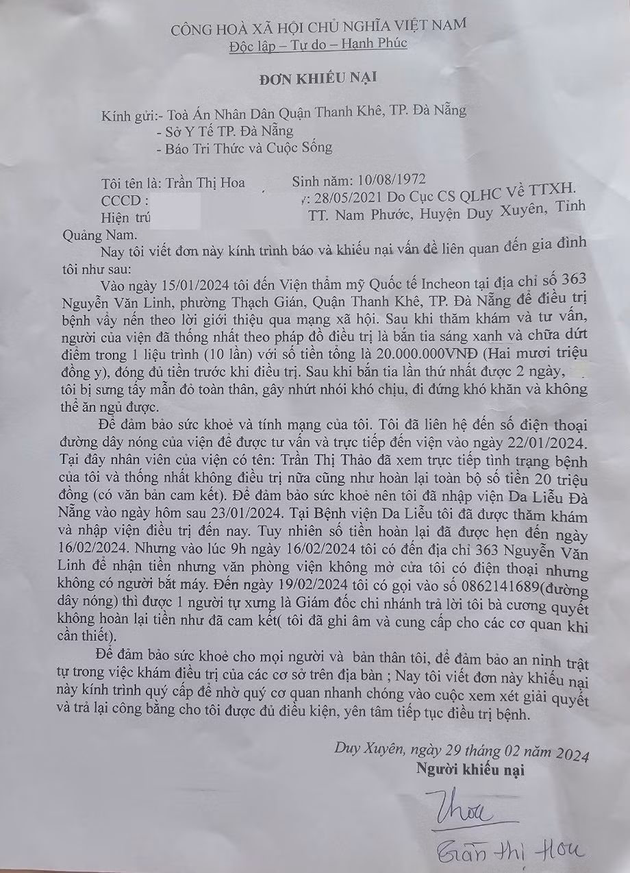 Sở Y tế Đà Nẵng nói gì vụ điều trị vảy nến tại thẩm mỹ Incheon? - Hình 2 So Y te Da Nang noi gi vu dieu tri vay nen tai tham my Incheon?-Hinh-2