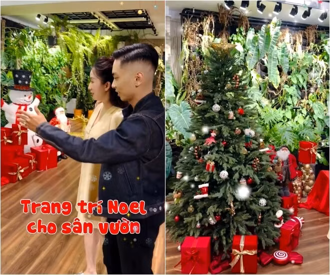 Mới đây, Khánh Thi có màn trang trí Noel đầy ấn tượng tại không gian sân vườn xanh mát của gia đình. Ảnh chụp màn hình