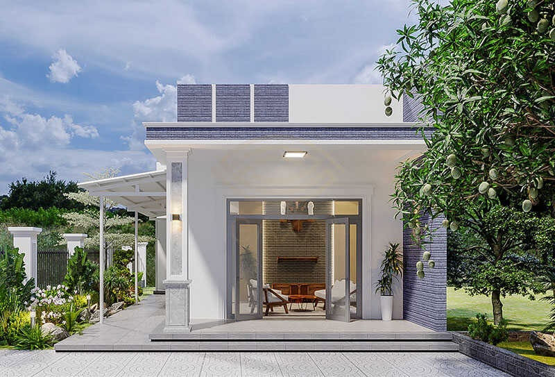 Những ai yêu thích sự gần gũi thiên nhiên có thể chọn nhà cấp 4 sân vườn từ 80 - 100m2. Ảnh: Shome