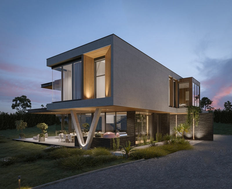 Nhà sàn bê tông kết hợp hoàn hảo giữa kiến trúc truyền thống và hiện đại, phù hợp với nhiều vùng nông thôn ở Việt Nam. Thiết kế nhà sàn giúp nâng cao nền, tránh lũ lụt và côn trùng. Ảnh: Shome