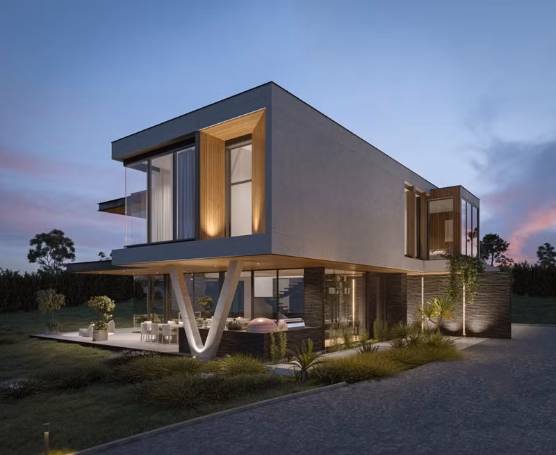 Nhà sàn bê tông kết hợp hoàn hảo giữa kiến trúc truyền thống và hiện đại, phù hợp với nhiều vùng nông thôn ở Việt Nam. Thiết kế nhà sàn giúp nâng cao nền, tránh lũ lụt và côn trùng. Ảnh: Shome