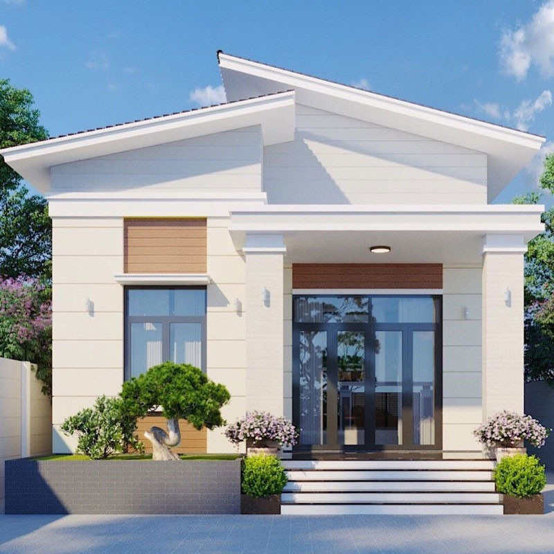 Mẫu nhà cấp 4 mái lệch từ 70 - 90m2 phù hợp với những gia chủ thích sự phá cách. Ảnh: Shome