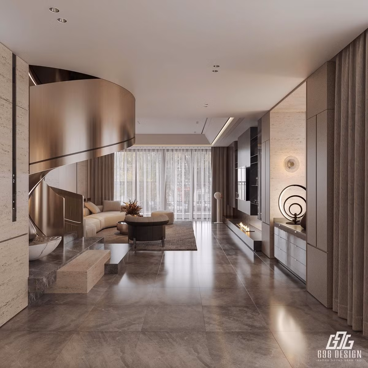 Có lẽ sang năm 2025, cặp đôi sẽ chính thức chuyển về sống trong căn biệt thự mới với đầy đủ tiện nghi, sang trọng. Ảnh: 696 Design