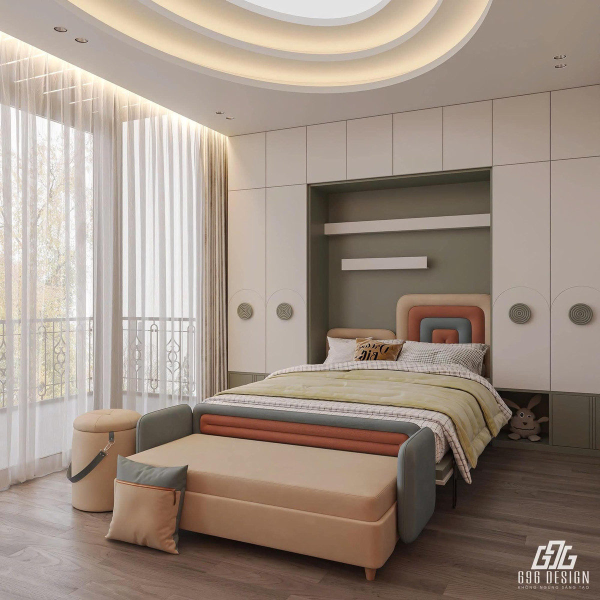 Căn phòng dành cho bé Lúa được decor đáng yêu và ngộ nghĩnh. Ảnh: 696 Design