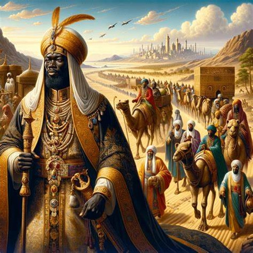 Với đoàn tùy tùng lên tới 60.000 người bao gồm binh lính, nghệ sĩ và triều đình, cùng hàng nghìn nô lệ, lạc đà và dê, mỗi con lạc đà còn mang theo tới 300 pound vàng, Mansa Musa khiến mọi người trên con đường từ Mali tới Mecca phải kinh ngạc. Ảnh: MGkente