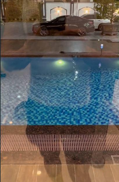 Nam diễn viên còn cho xây một hồ bơi lớn bên cạnh phòng khách để các con cháu có thể vui chơi mỗi chiều. Ảnh chụp màn hình