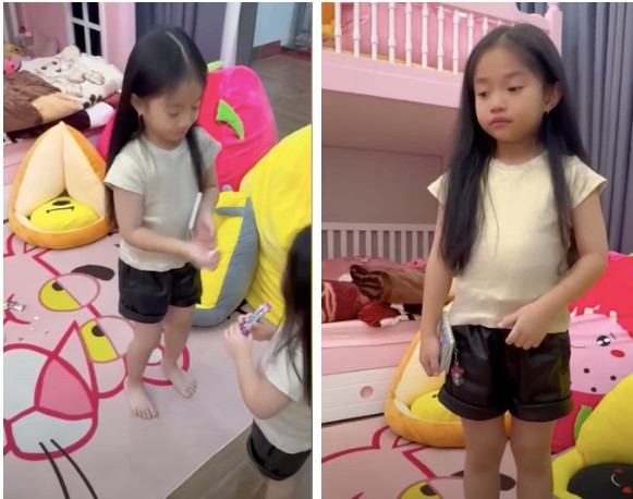 Hai nhóc tỳ Bảo Nhi - Bảo Ngọc cũng có phòng riêng màu hồng, bày trí nhiều đồ chơi, thú bông. Ảnh chụp màn hình