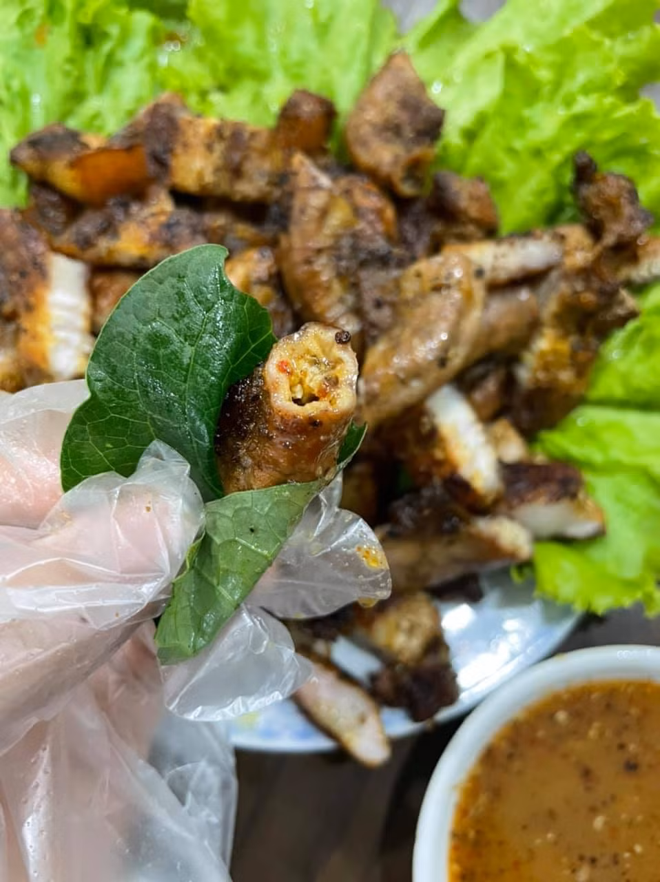 Lá dổi đất được sử dụng như một loại gia vị cho nhiều loại thịt và hải sản. Lá non dùng để nấu chín, chiên hoặc ăn kèm với các loại khác. Ảnh: Hoanglonggarden