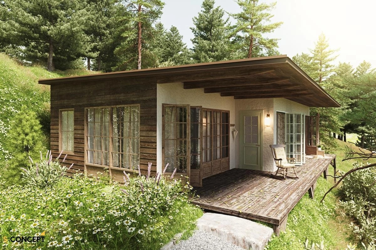 Villa của Trường Giang - Nhã Phương có diện tích 110m2, gồm 1 phòng khách, 2 phòng ngủ và 2 nhà vệ sinh. Ảnh: S Concept