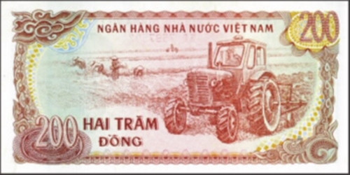 Hình ảnh in trên tờ 200 đồng là cánh đồng 5 tấn - Thái Bình. Thái Bình là tỉnh "năm tấn" đầu tiên của miền bắc vào năm 1966. Ảnh: SBV