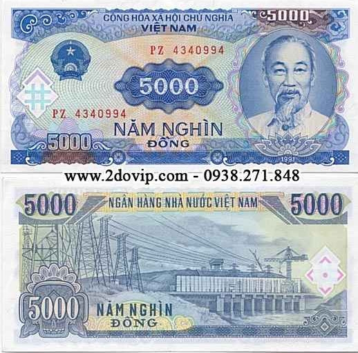 Trên tờ 5.000 đồng in hình ảnh Nhà máy thủy điện Trị An, xây dựng trên sông Đồng Nai. Công trình này có ý nghĩa lớn về kinh tế, là thủy điện đa mục tiêu, đảm bảo nước cho sinh hoạt, nông nghiệp và điều tiết lũ. Ảnh: Muabantien
