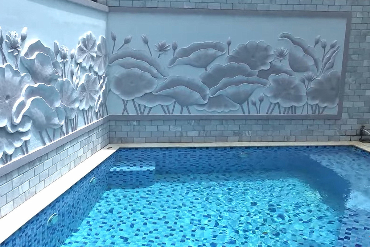 Ngôi nhà của nghệ sĩ Kim Tử Long có bể bơi riêng, vườn rộng, gắn camera giám sát và được bảo vệ 24/24. Ảnh: Vietnamnet