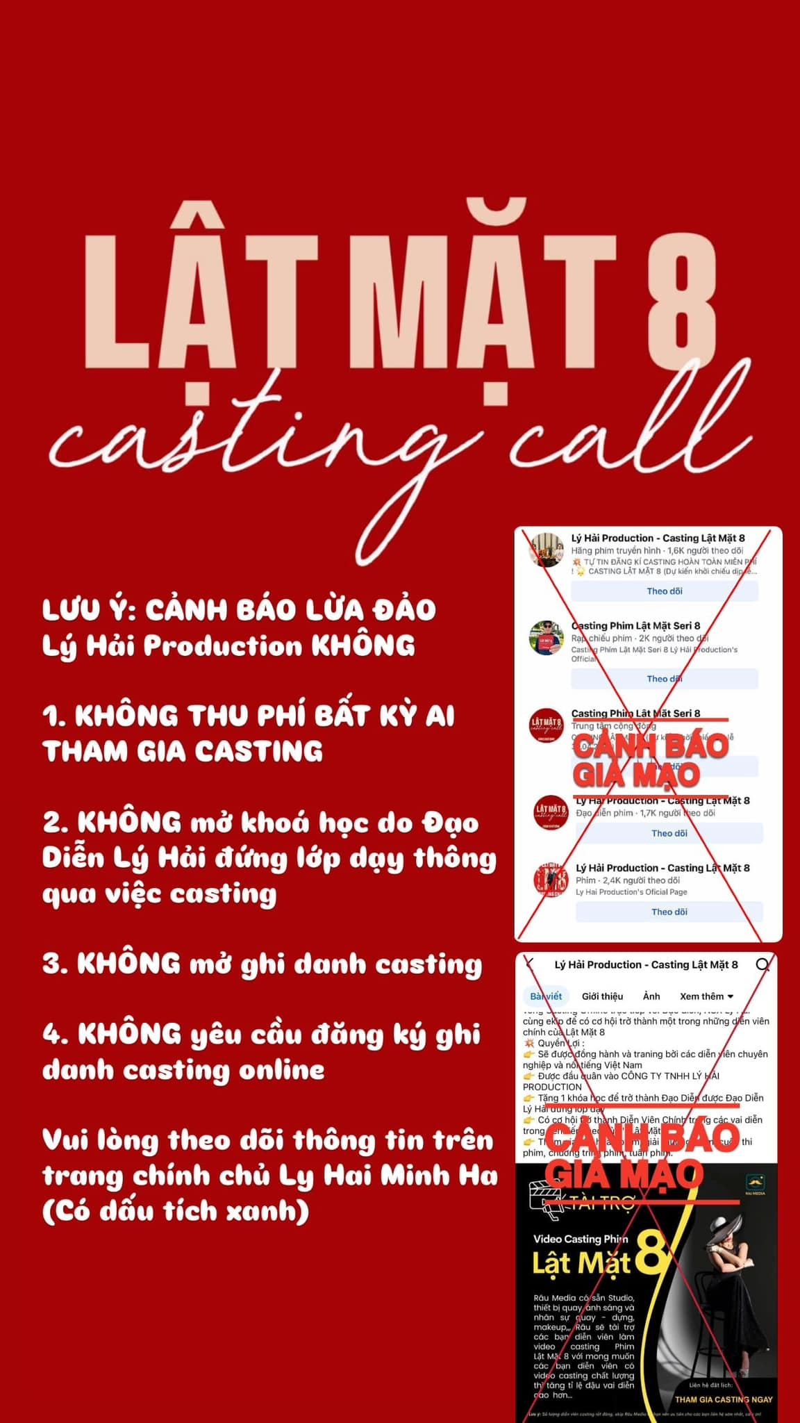 Mới đây, mạng xã hội xuất hiện nhiều thông tin giả mạo thu tiền casting phim "Lật mặt 8" khiến Lý Hải bị hiểu lầm. Ảnh: FB Lý Hải - Minh Hà.