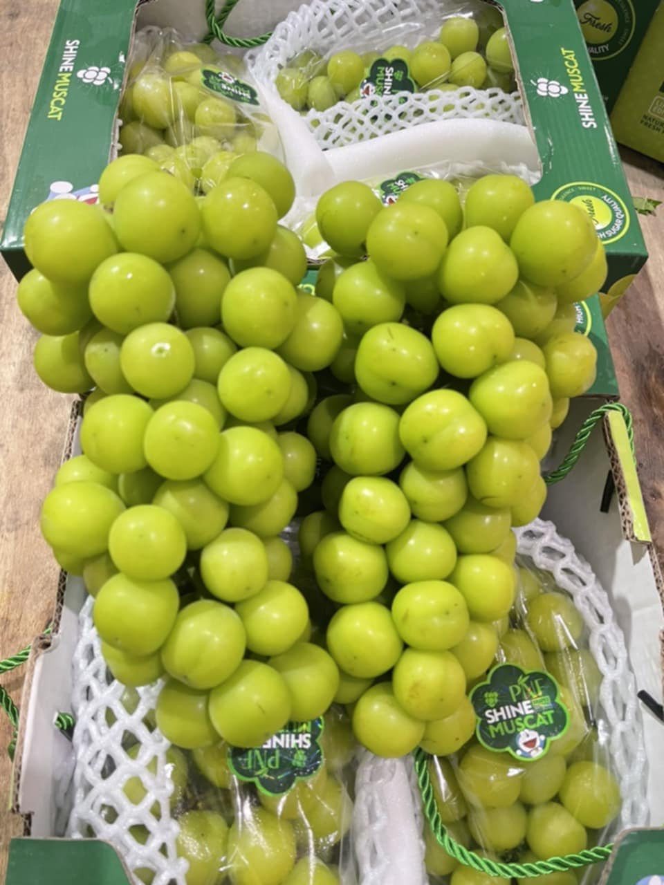 Việc sản xuất ồ ạt, đại trà tại Trung Quốc đã biến giống nho sữa cao cấp trở thành sản phẩm bình dân. Ảnh: Facebook