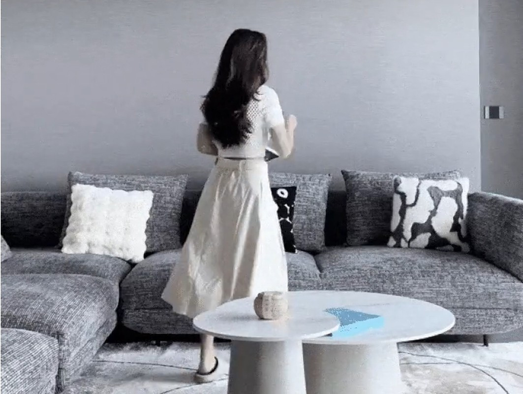 Căn hộ mang phong cách tối giản với gam màu ghi chủ đạo. Ảnh: chụp màn hình TikTok