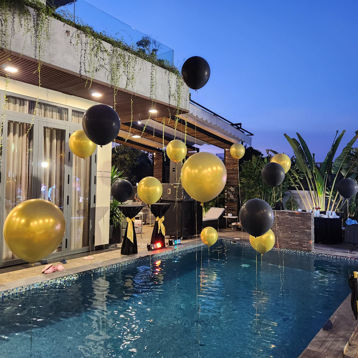 Nam ca sĩ còn cho thiết kế hồ bơi, hồ cá, vườn cây ăn quả và khu vực nuôi thú cảnh, gia cầm để các con có không gian vui chơi. Ảnh: FB Quach Thanh Danh