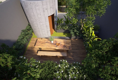 Với điều kiện thời tiết khắc nghiệt nắng oi bức gần như quanh năm, thách thức với kiến trúc sư là thiết kế một công trình hoàn toàn ”mở” và “thở”, kết nối giữa con người với con người, giữa con người với tự nhiên, giữa tự nhiên và tổng thể hài hòa của đô thị theo phương đứng và phương ngang. Ảnh: Tran Trung Architects