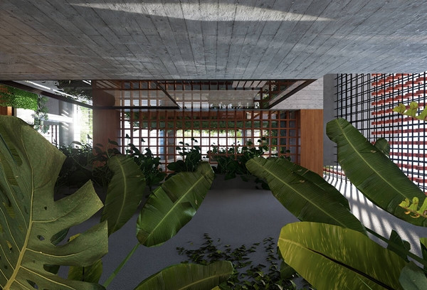 Nhờ đó, không gian bên trong nhà phố không chỉ có tầm nhìn đẹp mà còn được điều hòa khí hậu hiệu quả. Ảnh: Tran Trung Architects