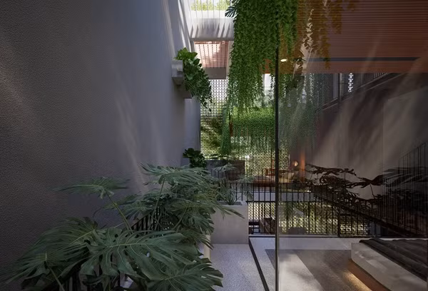 Để giải quyết vấn đề này, kiến trúc sư đã tạo nên một cấu trúc nhà có độ ”xốp” cao, các không gian gần như được giải phóng tối đa. Ảnh: Tran Trung Architects