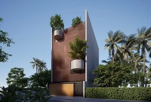 Nằm trong một khu đô thị đông đúc có mật độ xây dựng cao tại TP HCM, ngôi nhà là một công trình điển hình cho không gian sống “thở” giữa lòng đô thị chật hẹp. Ảnh: Tran Trung Architects