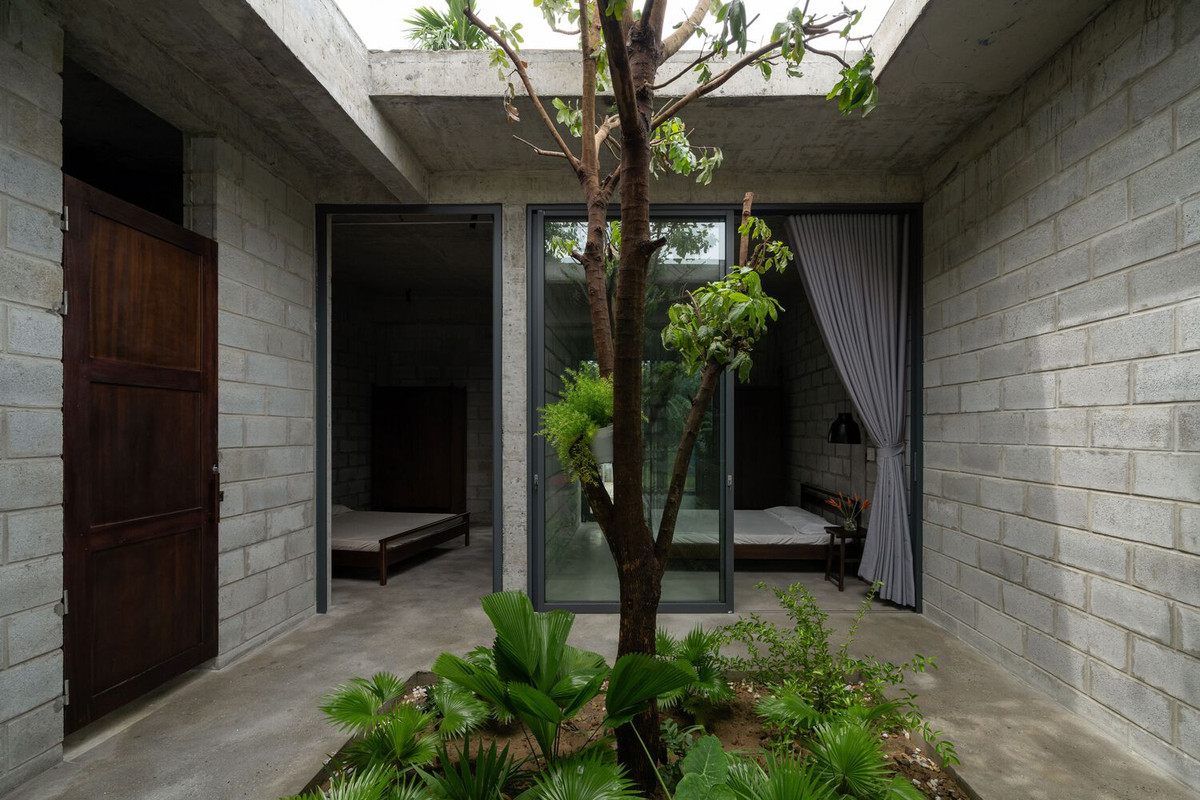 Kết quả là tạo ra sự hòa hợp giữa thiên nhiên và kiến trúc, nơi cây cối không chỉ là điểm nhấn căn nhà mà còn là cam kết của công trình đối với tính bền vững và bảo vệ môi trường. Ảnh: Quang Trần