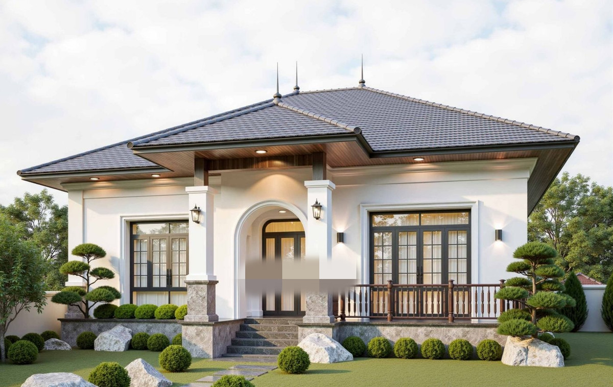 Nhà cấp 4 mái Nhật có thiết kế gác lửng là lựa chọn phù hợp với các gia đình trẻ hoặc khu đất có diện tích hạn chế. Gác lửng giúp tối ưu không gian sử dụng mà không cần xây thêm tầng. Ảnh: Unpac