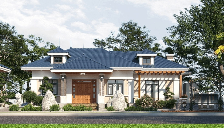 Nhà mái Nhật 3 phòng ngủ dành cho gia đình đông người từ 4 - 6 thành viên. Với thiết kế này, các khu vực chức năng được bố trí liền kề nhau. Ảnh: Tostemvietnam