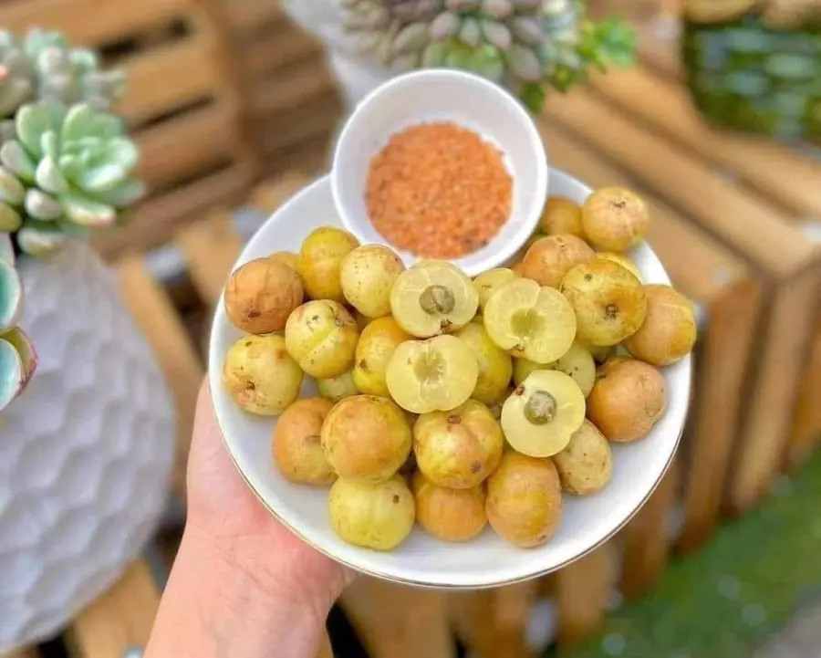 Ngược lại, me rừng Trung Quốc kích thước to hơn, và khi liếm qua vỏ ngoài sẽ thấy một vị ngọt nhẹ, tương tự như vị của bột ngọt; cắn vào bên trong mới cảm nhận được vị chua và chát, rồi vị ngọt đến sau. Ảnh: Facebook