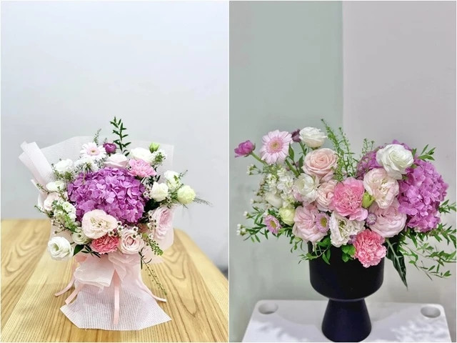 Nữ BTV còn trổ tài cắm lại hoa từ những bó được tặng bằng cách phối lại, cắm xốp đổ đầy nước bên trong vẫn giữ được 4, 5 ngày nữa. Ảnh: FB Nguyen Dan Le