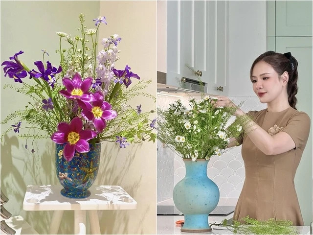 Nữ MC cho biết, cắm một bình hoa đơn giản cũng như là một cách nghỉ xả khi bạn đã làm mọi thứ quá phức tạp lên. Ảnh: FB Nguyen Dan Le
