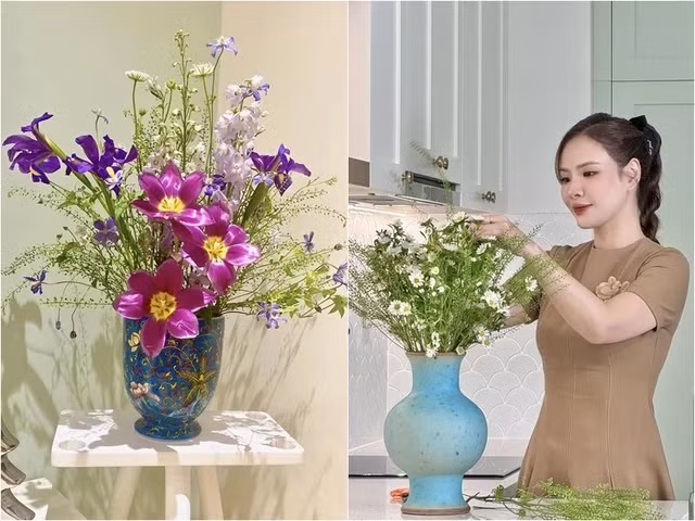 Nữ MC cho biết, cắm một bình hoa đơn giản cũng như là một cách nghỉ xả khi bạn đã làm mọi thứ quá phức tạp lên. Ảnh: FB Nguyen Dan Le