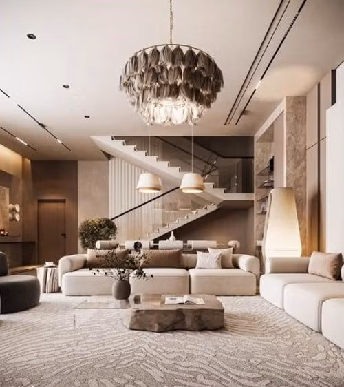 Các mẫu đèn thả cỡ lớn được sử dụng nhiều trong các bản thiết kế nội thất năm 2024. Qua đó, ánh sáng không chỉ được bố trí ở một khu vực nhất định mà được phân chia ở nhiều khu vực với cường độ khác nhau. Ảnh: Homes