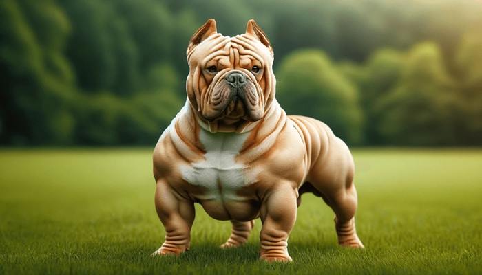 Exotic Bully là dòng chó cơ bắp, chân tay khuỳnh, đô con, đầu to. Ảnh: Chocolatelabdenver