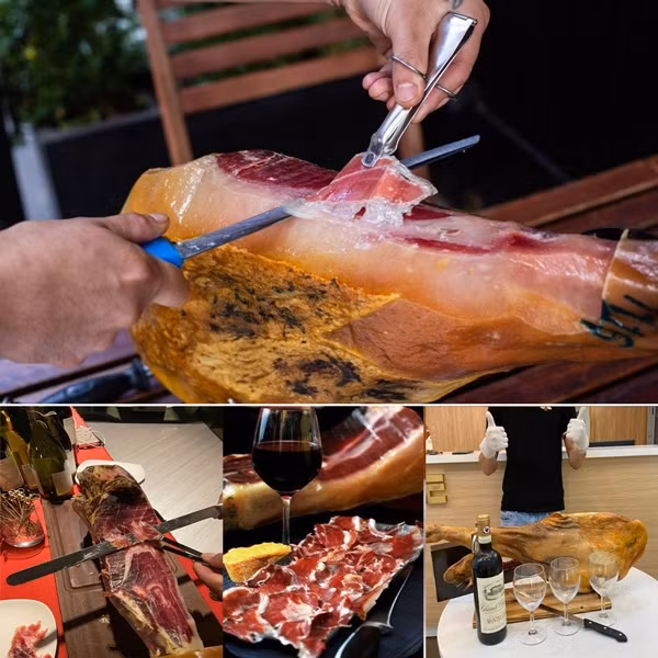 Khi mua, người tiêu dùng cần hỏi kỹ hàng làm từ heo đen Iberico hay heo trắng, thời gian ủ bao nhiêu tháng, tránh trường hợp bỏ ra số tiền lớn mua đùi heo muối Iberico nhưng lại nhận về hàng nhãn trắng. Ảnh: Facebook