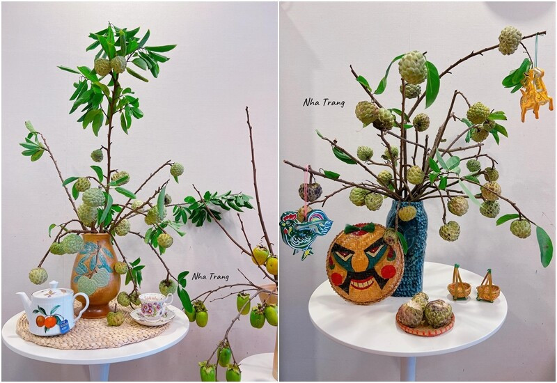 Cành quả na vừa tươi lâu để trang trí nhà mà vẫn ăn được khi quả chín. Ảnh: Facebook