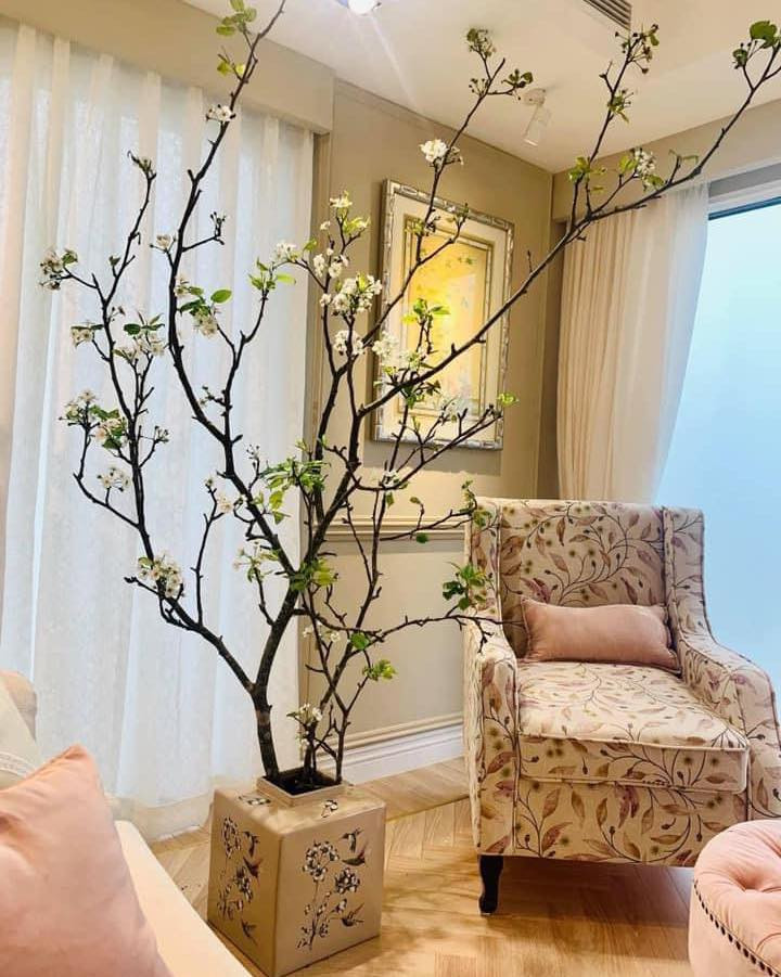 Cành mận có ưu điểm là bền, có thể chơi được từ 1 - 2 tháng. Ảnh: FB Hoa hồng ngoại