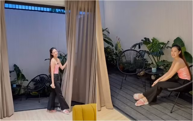 Góc xanh cực "chill" trong căn nhà của Khánh Vân. Ảnh chụp màn hình