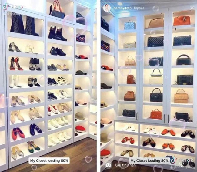 Bảo Thy còn có riêng một phòng để đồ hiệu như giày dép, quần áo... Ảnh: FBNV