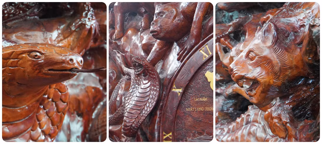 Mặt trước của tác phẩm điêu khắc 12 con giáp, quanh rìa là 12 chú chim bồ câu biểu trưng cho sự hòa bình, thịnh vượng và tự do. Ảnh: Kỷ lục