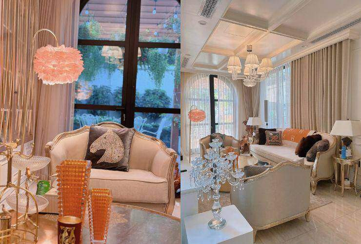 Không gian phòng khách mang lại cảm giác thanh lịch, gần gũi nhưng vẫn giữ được nét sang trọng. Ảnh: FBNV