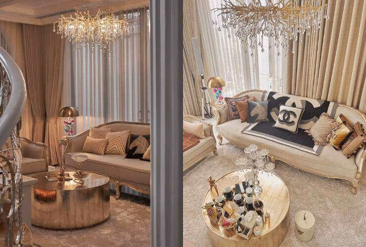 Trên bàn trà, những món đồ pha lê nhỏ gọn, được sắp xếp khéo léo, từ chân nến, lọ hoa đến nhiều vật dụng trang trí khác. Ảnh: FBNV