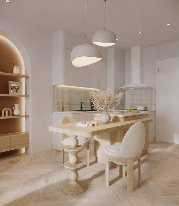 Căn hộ sử dụng gam màu trắng be chủ đạo. Ảnh: FBNV