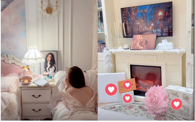 Quỳnh Kool bỏ ra nhiều tâm tư, công sức để bài trí nội thất sang chảnh, đắt đỏ cho căn phòng. Ảnh: Instagram