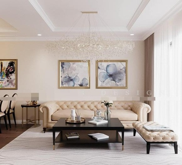 Căn hộ mang phong cách tân cổ điển với gam màu trắng đen chủ đạo. Ảnh: FBNV