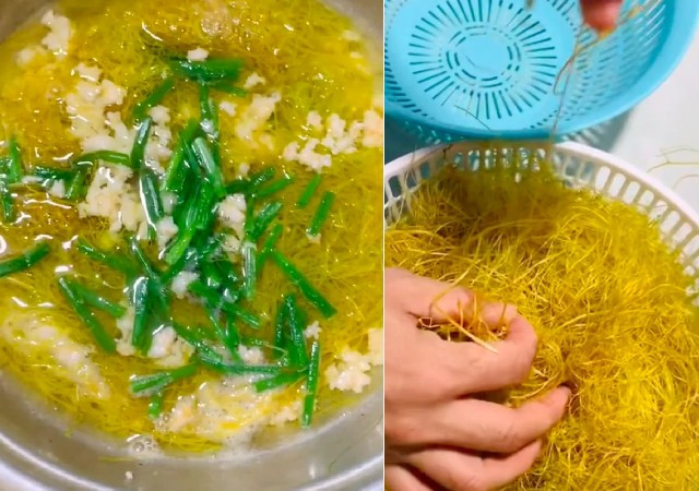 Dây tơ hồng vàng có thể chế biến thành nhiều món ăn như kho cá, nấu canh với tép, hay xào tỏi, luộc chấm mắm nêm... Ảnh: Internet