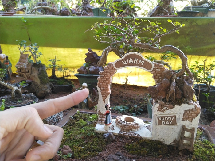 Để tạo nên một tiểu cảnh nghệ thuật, nghệ nhân phải bỏ ra rất nhiều công sức và ý tưởng. Ảnh: Người lao động