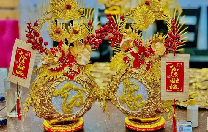 Một số tiểu thương cho biết, những trái dừa dát vàng năm nay đã giảm so với các năm trước do nguồn cung nhiều hơn. Ảnh: Facebook