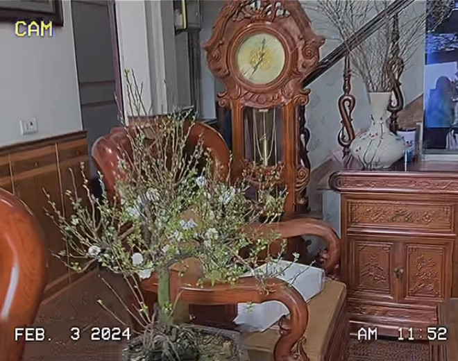 Phòng khách rộng rãi với bộ bàn ghế gỗ. Ảnh: FBNV