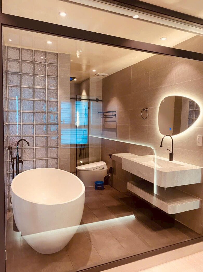 Đèn led âm tường tạo cảm giác thư giãn, ấm cúng. Ảnh: FB Cao Thái Hà