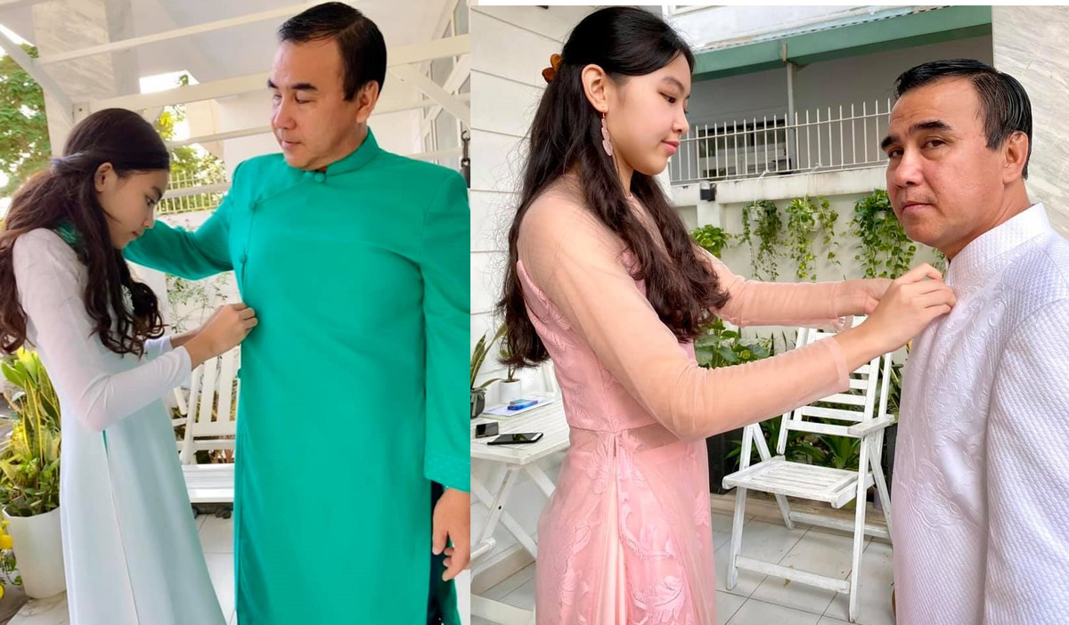  Ái nữ nhà Quyền Linh - Dạ Thảo lớn phổng phao, quấn quýt bên người cha nổi tiếng. Chị cả Lọ Lem thậm chí còn cao vượt nam MC đến nửa cái đầu.